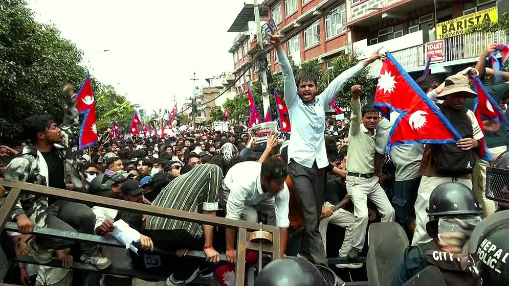 নেপালে তরুণদের আন্দোলন। ছবি:সংগৃহীত