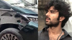 তেলেঙ্গানার এনএইচ-৪৪ সড়কে দুর্ঘটনার শিকার বিজয় দেবরকোন্ডার গাড়ি। ছবি  সংগৃহীত