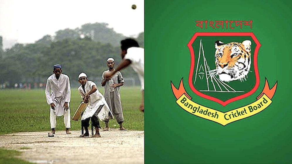বিসিবি সভাপতি আমিনুল ইসলাম বুলবুল সংবাদ সম্মেলনে মাদ্রাসা ক্রিকেট টুর্নামেন্টের ঘোষণা দেন। ছবি: সংগৃহীত